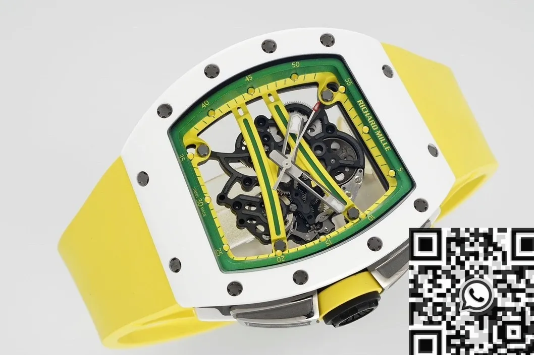 FreshLook Richard Mille RM061 White Ceramics Yellow Strap Watches ZF Factory 2285