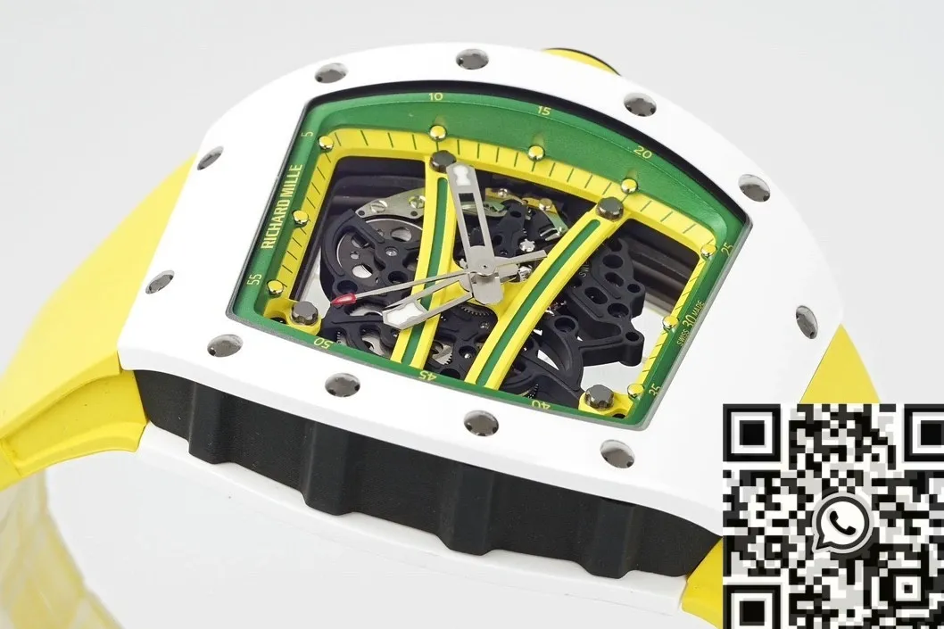 FreshLook Richard Mille RM061 White Ceramics Yellow Strap Watches ZF Factory 2285