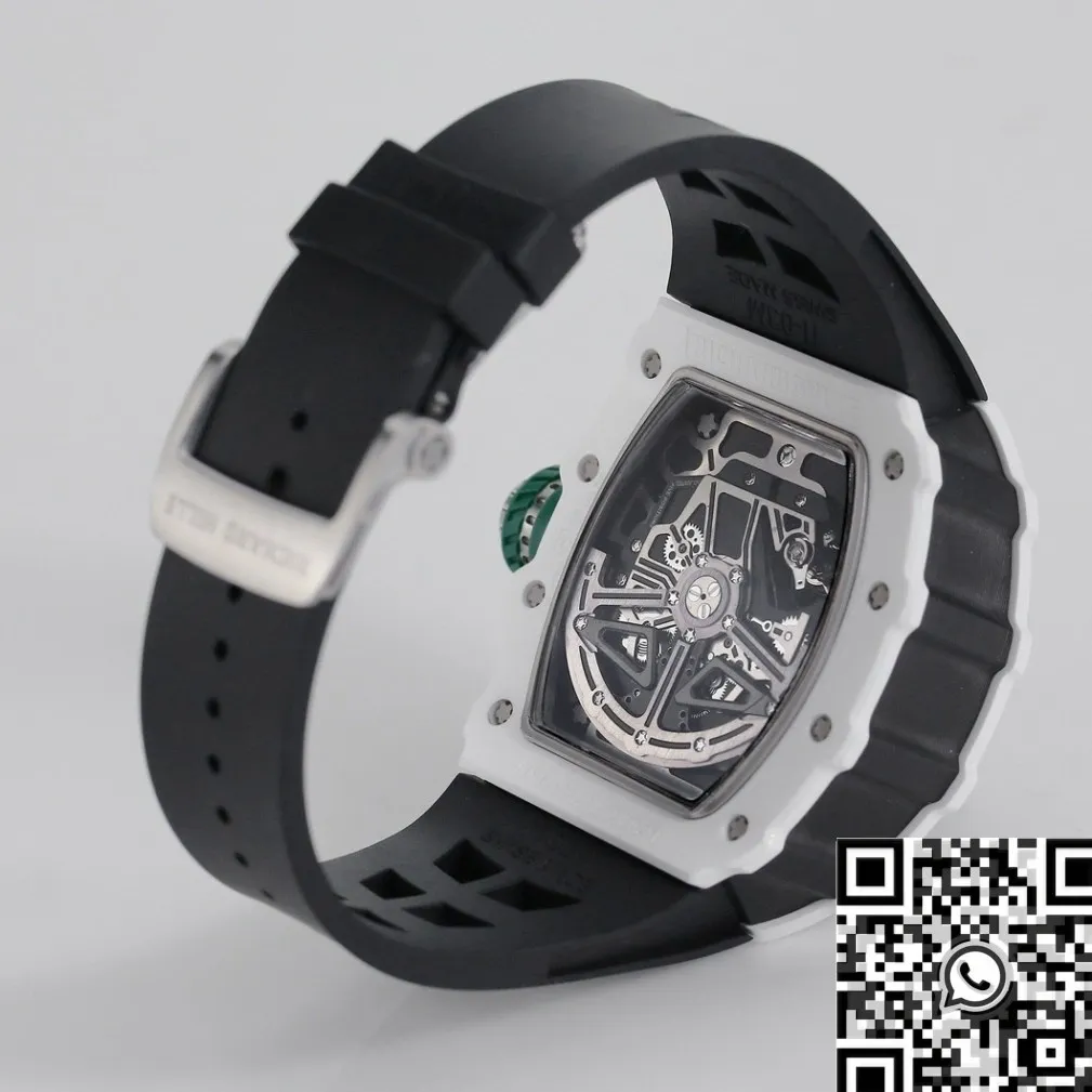 Richard Mille RM11 White Ceramic Black Rubber Strap Watch KV Factory DailyWear 2564