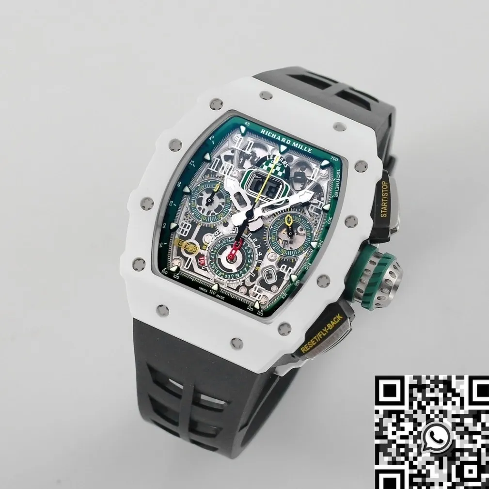 Richard Mille RM11 White Ceramic Black Rubber Strap Watch KV Factory DailyWear 2564