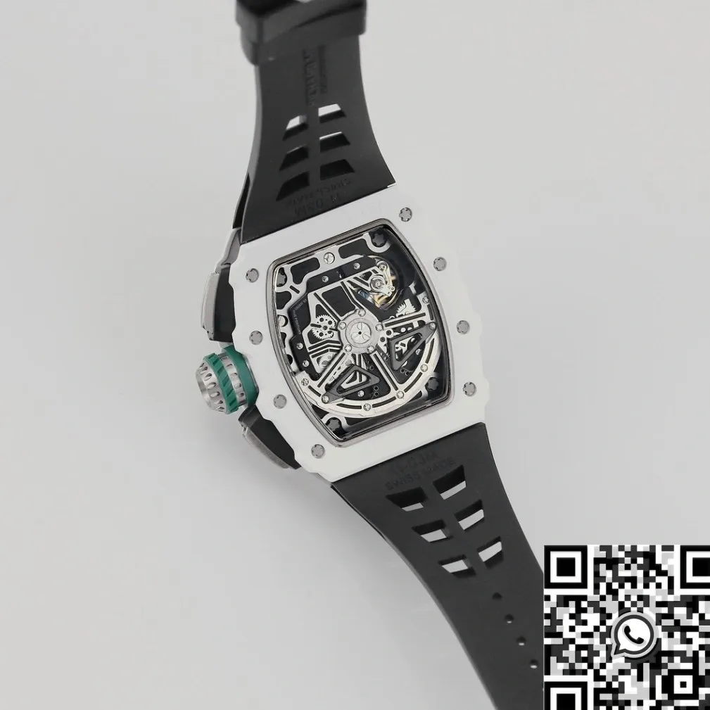 Richard Mille RM11 White Ceramic Black Rubber Strap Watch KV Factory DailyWear 2564