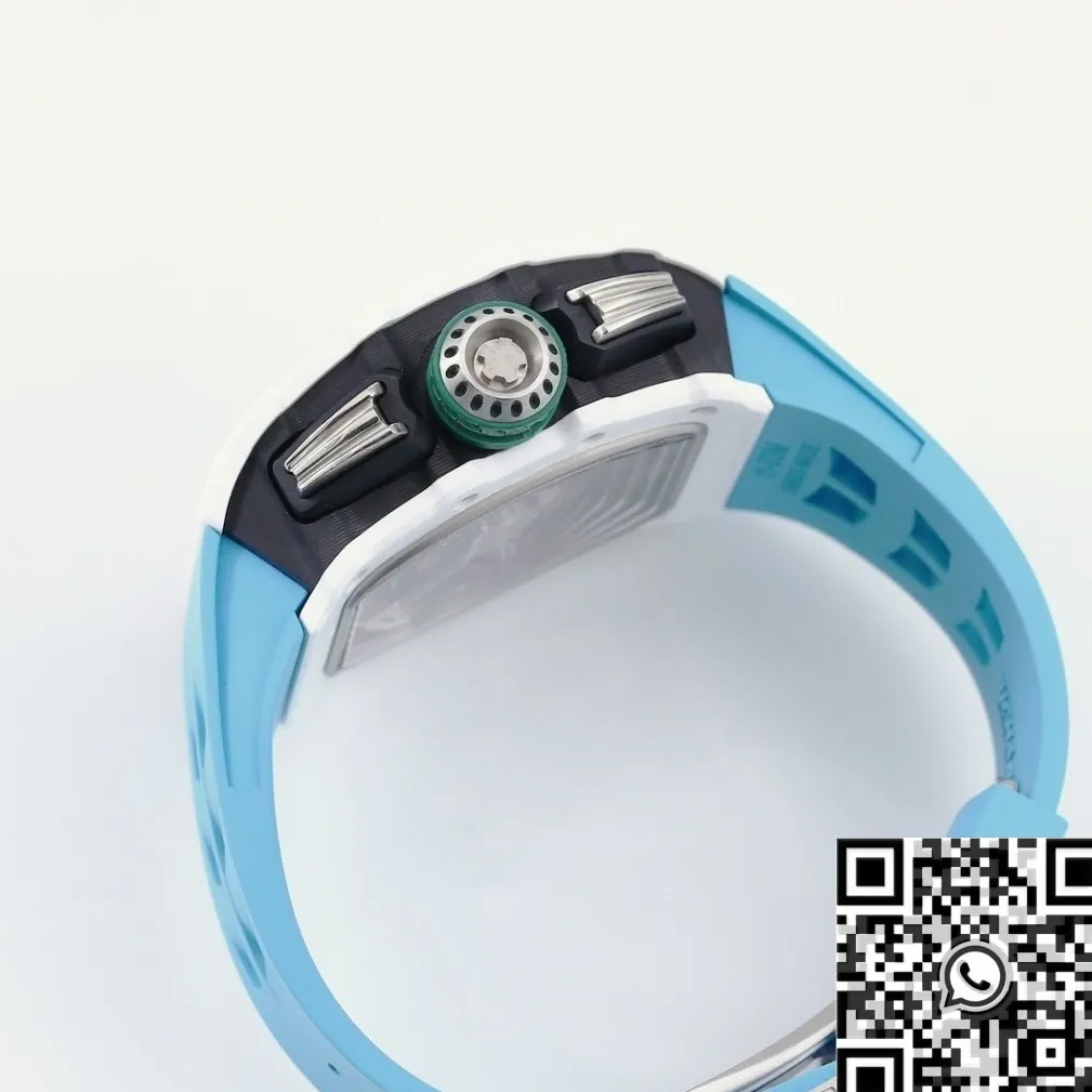 WaterResistant Richard Mille RM11 White Ceramic Blue Rubber Strap Watch KV Factory 2566