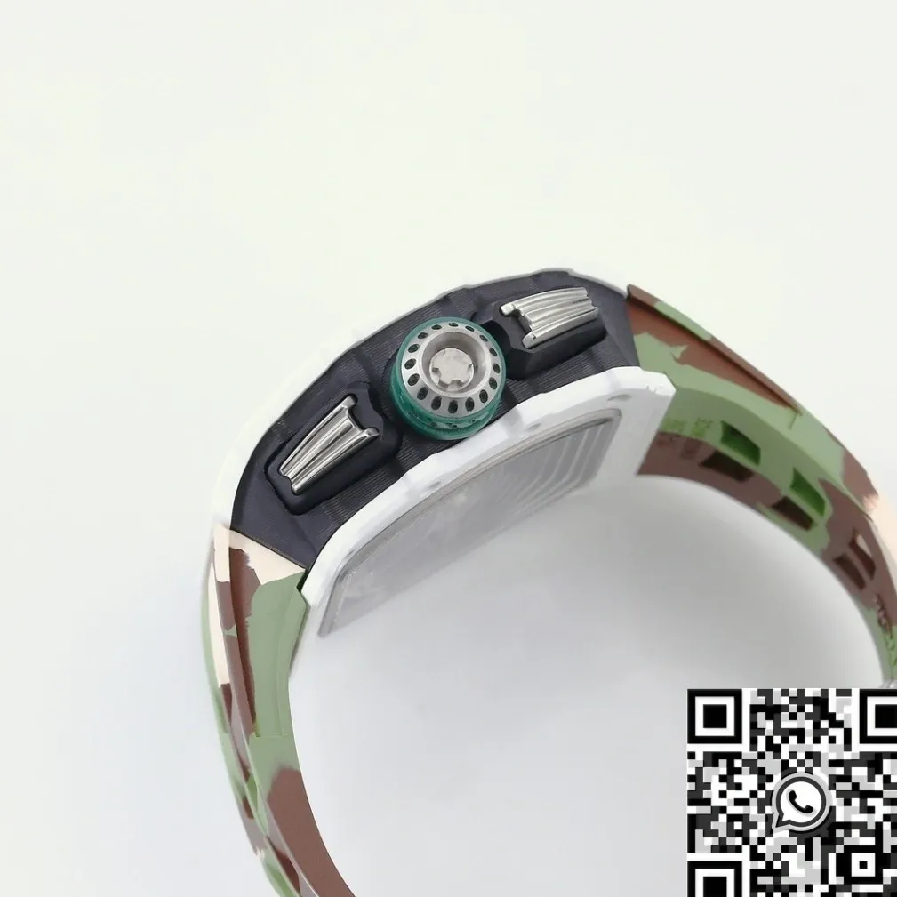 Richard Mille RM11 White Ceramic Camouflage Rubber Strap Watch KV Factory Elegant 2568