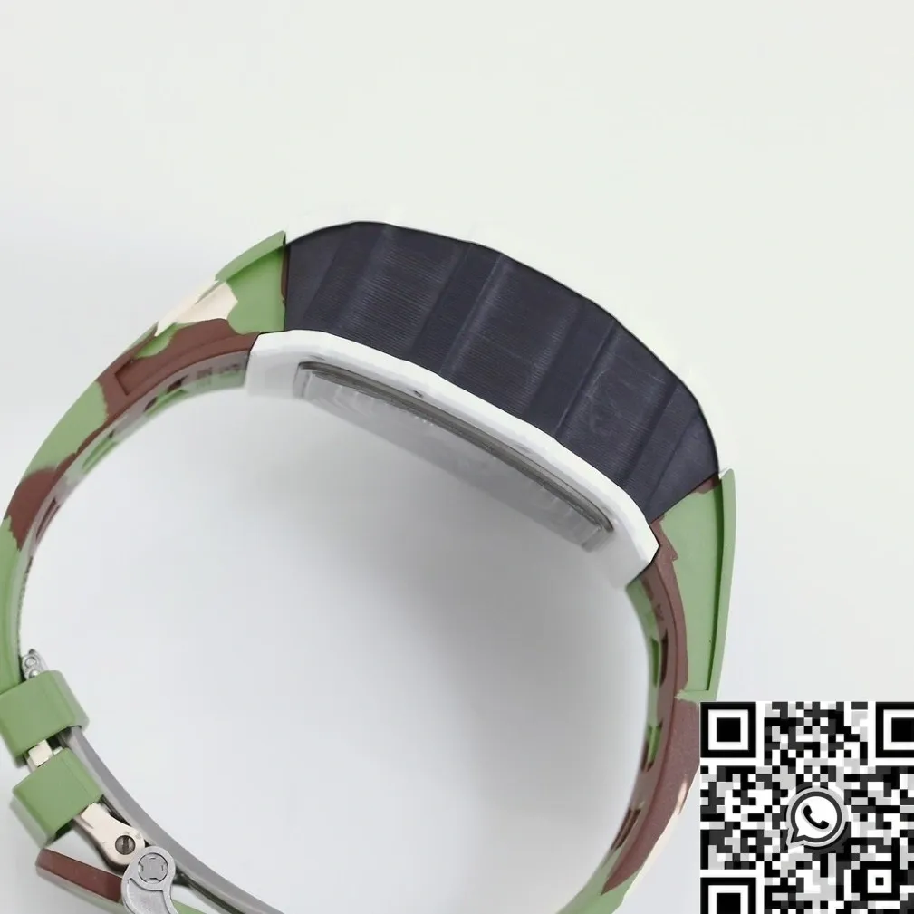 Richard Mille RM11 White Ceramic Camouflage Rubber Strap Watch KV Factory Elegant 2568