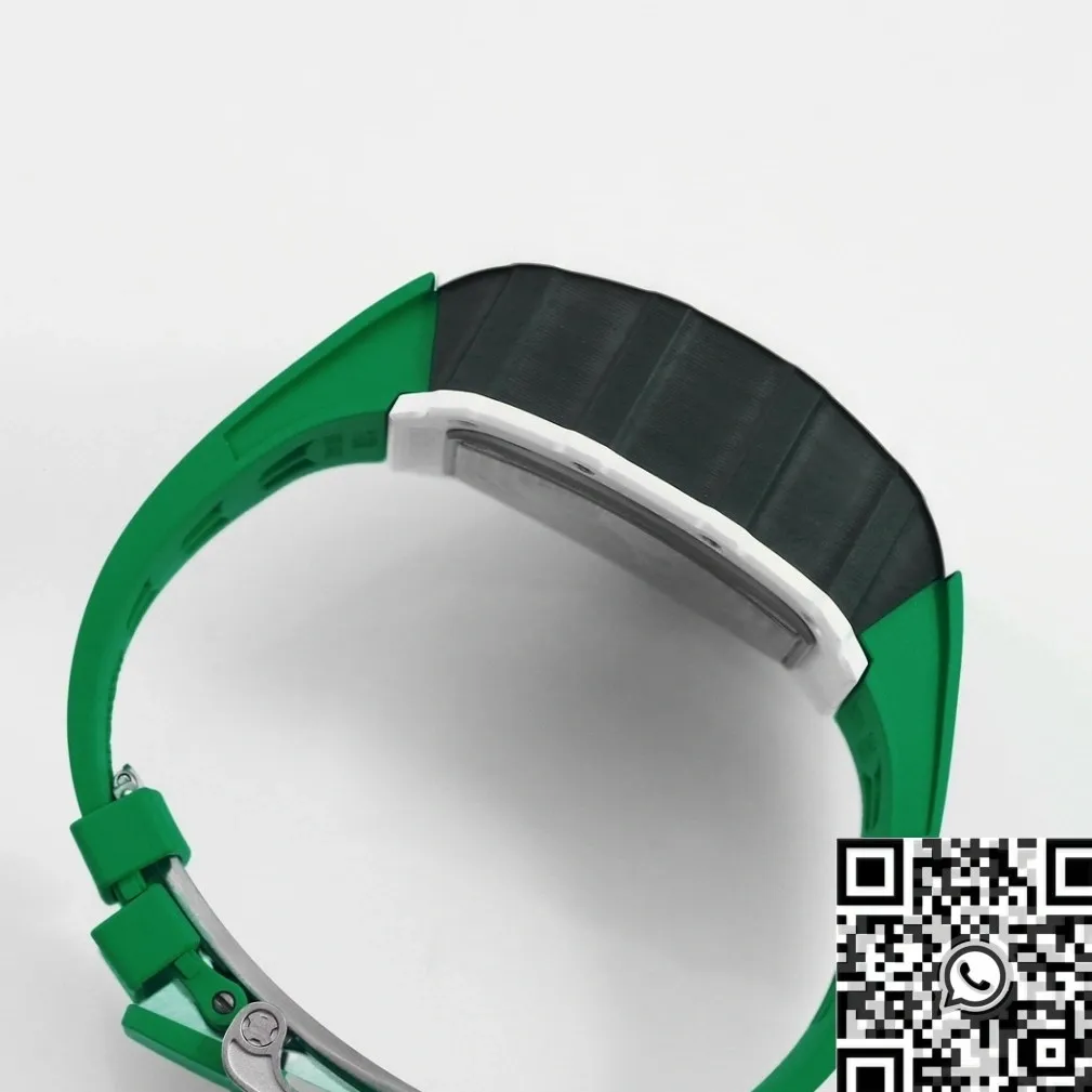 Richard Mille RM11 White Ceramic Green Rubber Strap Watch KV Factory Bold 2569