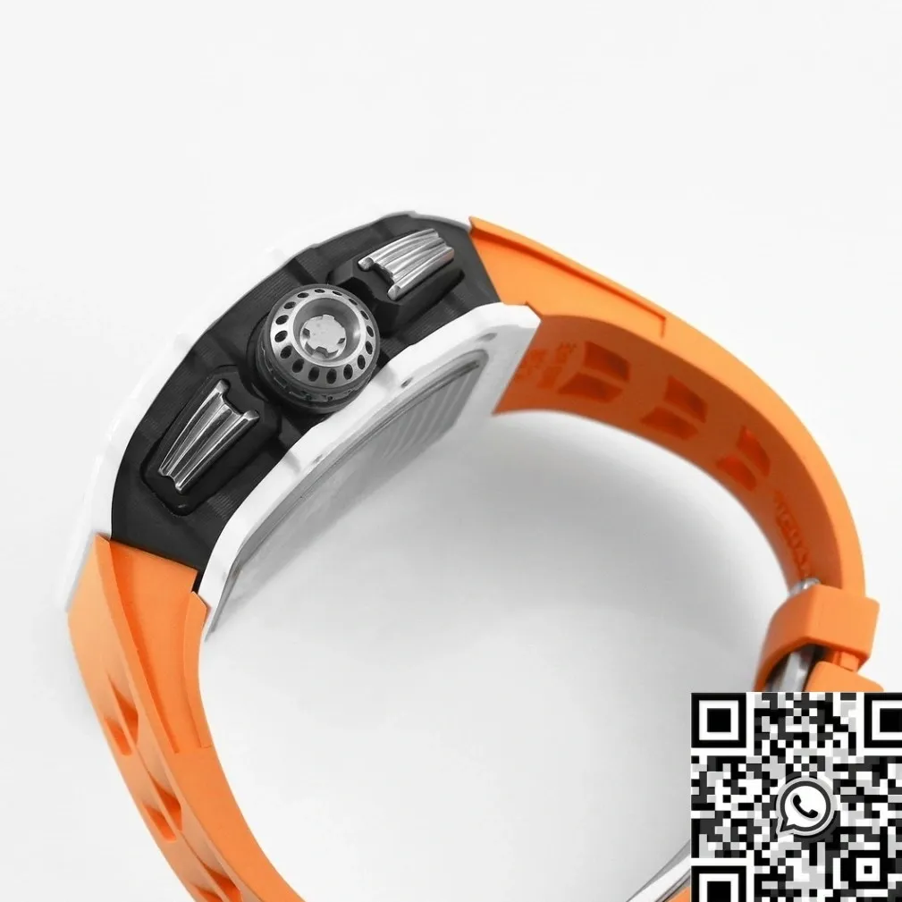 Minimalist Richard Mille RM11 White Ceramic Orange Rubber Strap Watch KV Factory 2572