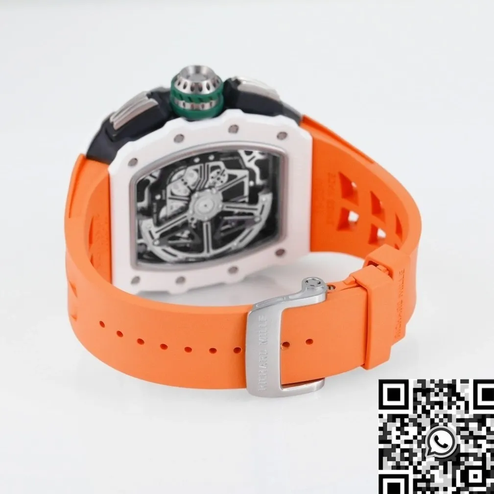 Minimalist Richard Mille RM11 White Ceramic Orange Rubber Strap Watch KV Factory 2572