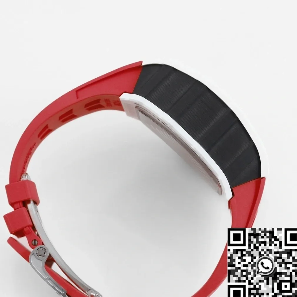 Richard Mille RM11 White Ceramic Red Rubber Strap Watch KV Factory Casual 2571