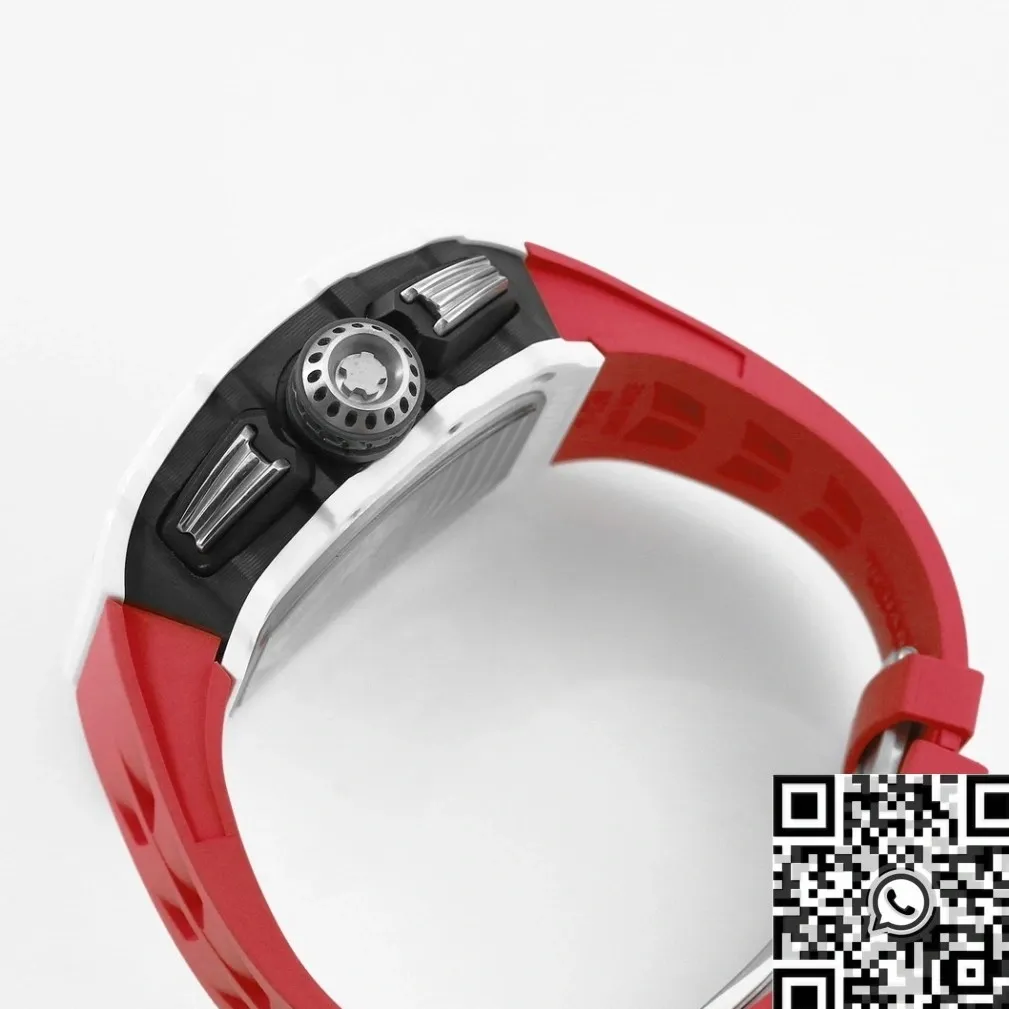 Richard Mille RM11 White Ceramic Red Rubber Strap Watch KV Factory Casual 2571