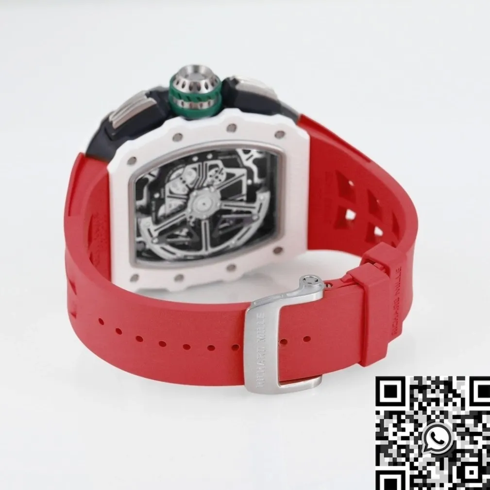 Richard Mille RM11 White Ceramic Red Rubber Strap Watch KV Factory Casual 2571