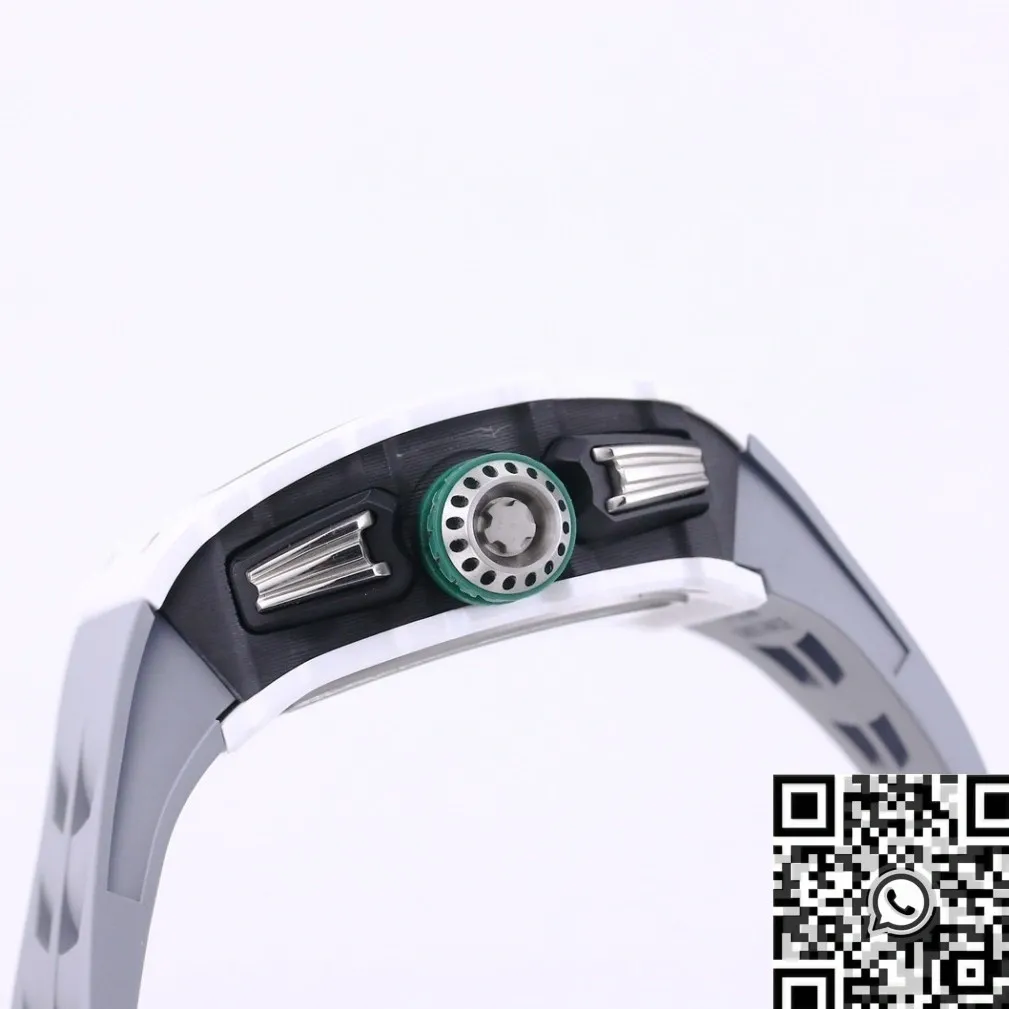 Richard Mille RM11 White Ceramic Rubber Strap Watch KV Factory Bold 2570