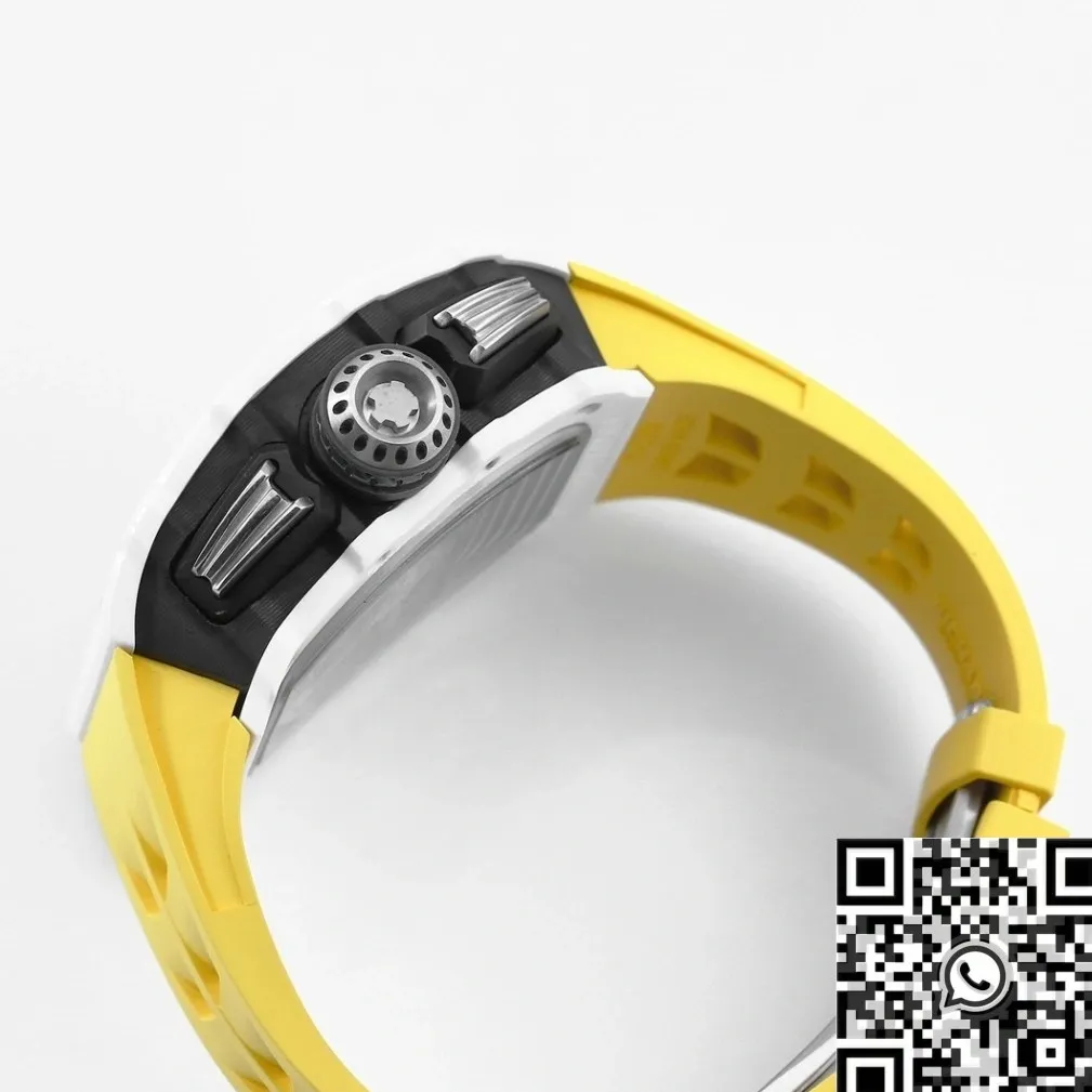 Richard Mille RM11 White Ceramic Yellow Rubber Strap Watch KV Factory MultiPurpose 2573