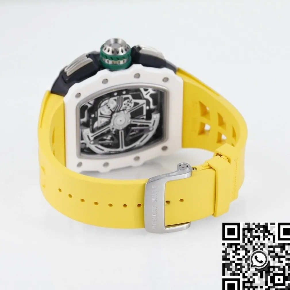 Richard Mille RM11 White Ceramic Yellow Rubber Strap Watch KV Factory MultiPurpose 2573