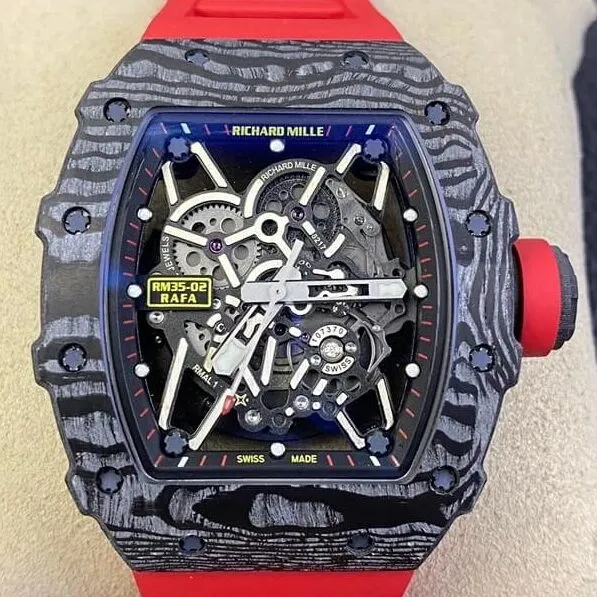 WaterResistant Richard Mille RM35-02 V3 Red Rubber Strap Watch ZF Factory 2288