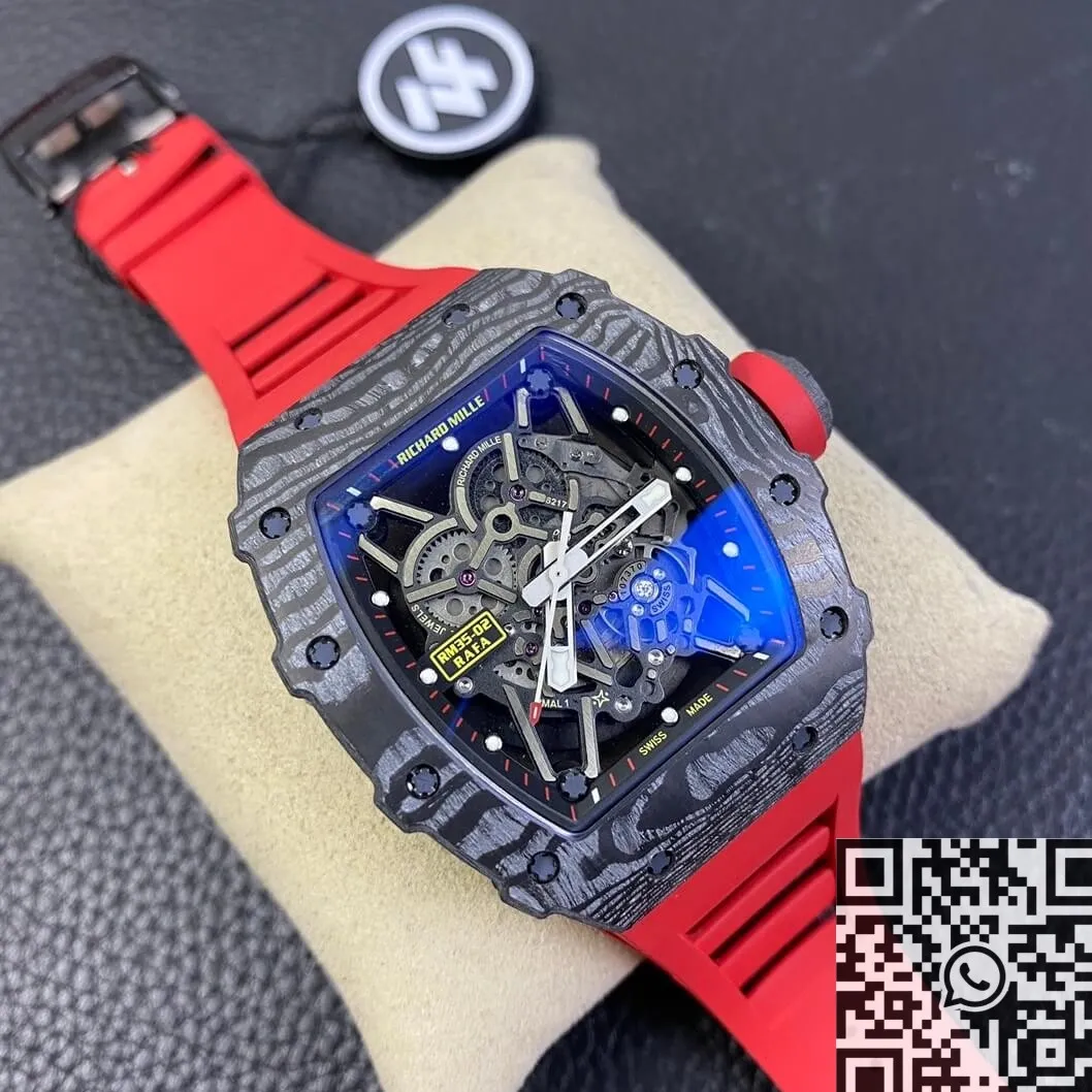 WaterResistant Richard Mille RM35-02 V3 Red Rubber Strap Watch ZF Factory 2288