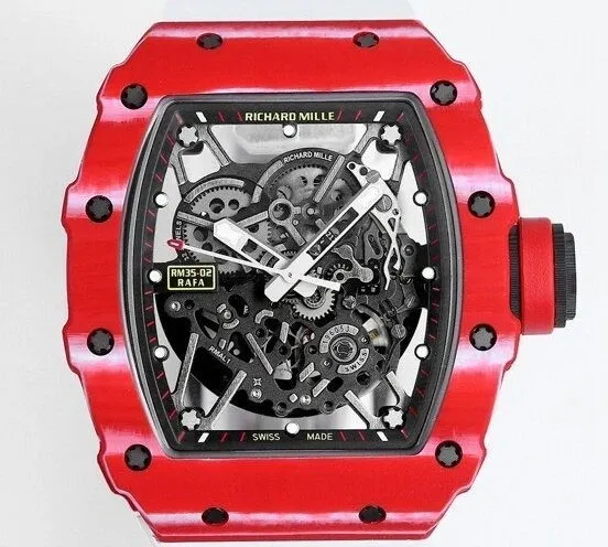 Resilient Richard Mille RM35-02 White Strap Carbon Fiber Watch BBR Factory 2593