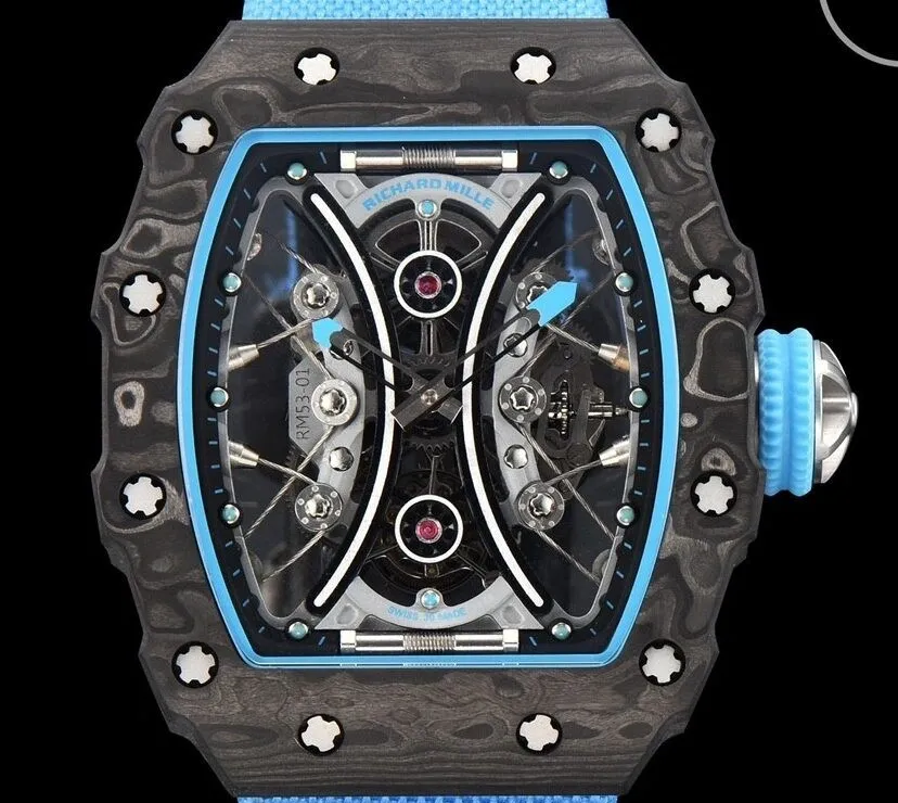 OdorResistant Richard Mille RM53-01 Tourbillon Blue Nylon Strap Watch YS Factory 2871