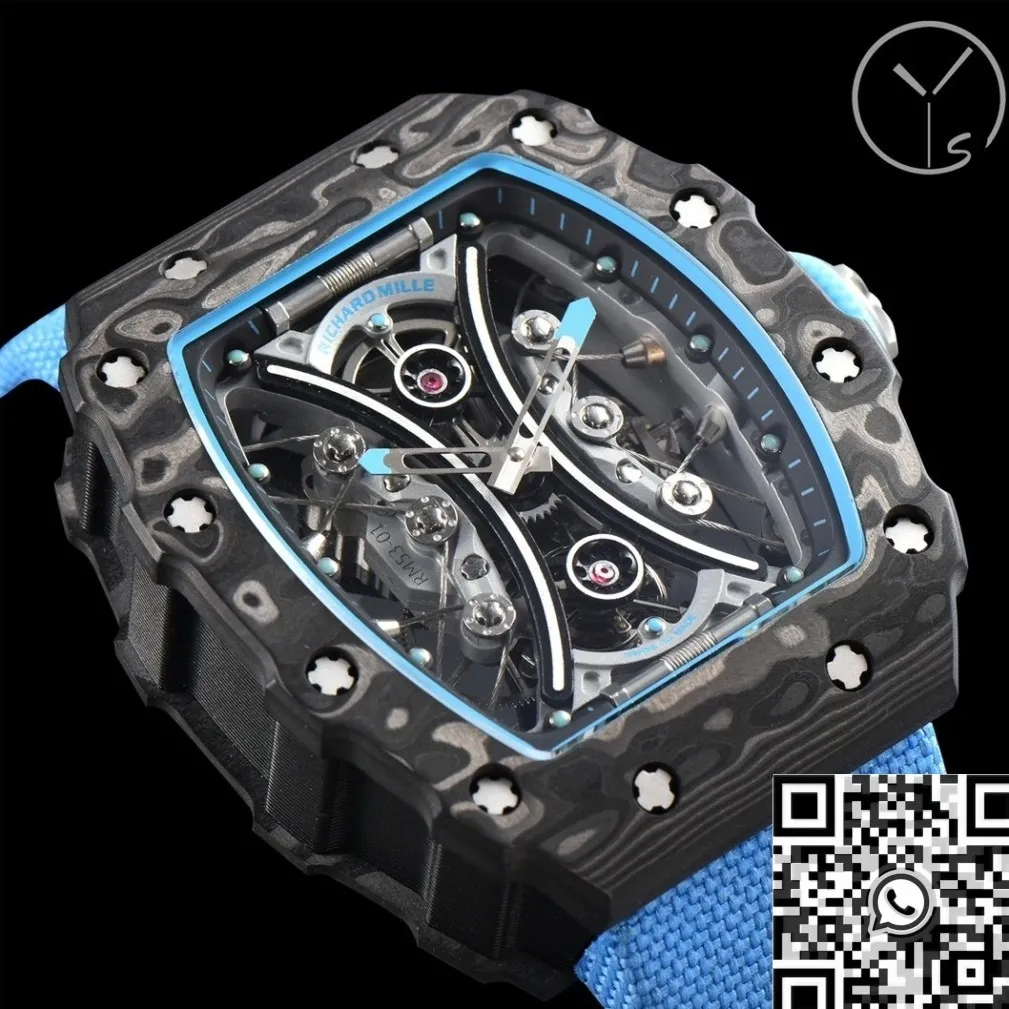 OdorResistant Richard Mille RM53-01 Tourbillon Blue Nylon Strap Watch YS Factory 2871