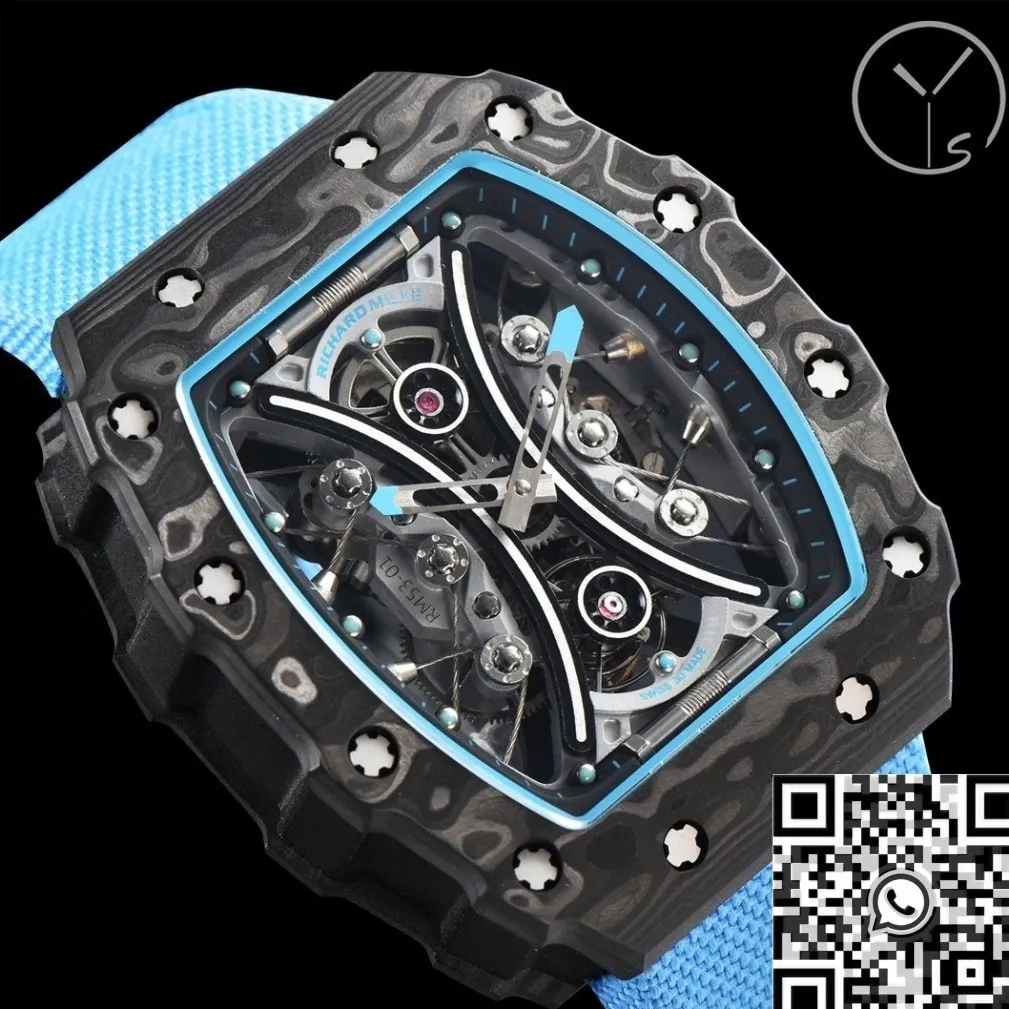 OdorResistant Richard Mille RM53-01 Tourbillon Blue Nylon Strap Watch YS Factory 2871