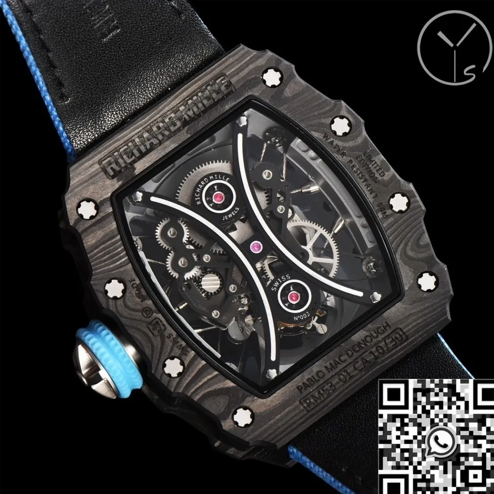 OdorResistant Richard Mille RM53-01 Tourbillon Blue Nylon Strap Watch YS Factory 2871