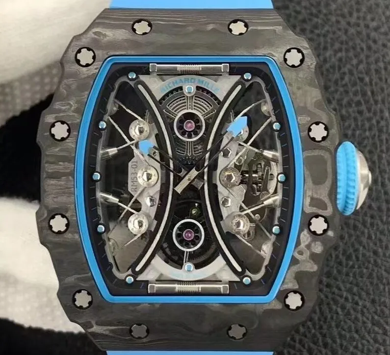 Richard Mille RM53-01 Tourbillon Blue Rubber Strap Watch YS Factory WellDesigned 2875
