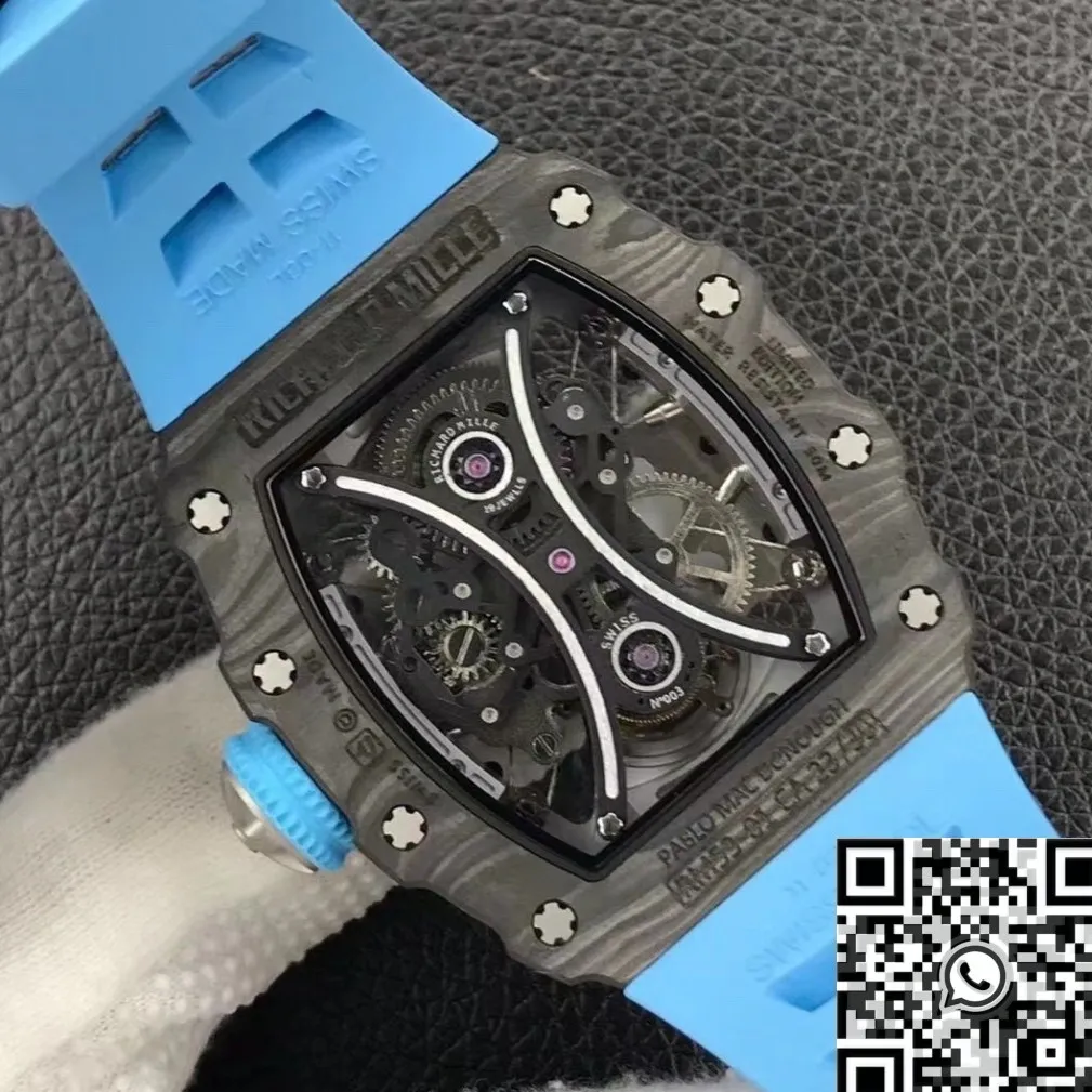 Richard Mille RM53-01 Tourbillon Blue Rubber Strap Watch YS Factory WellDesigned 2875