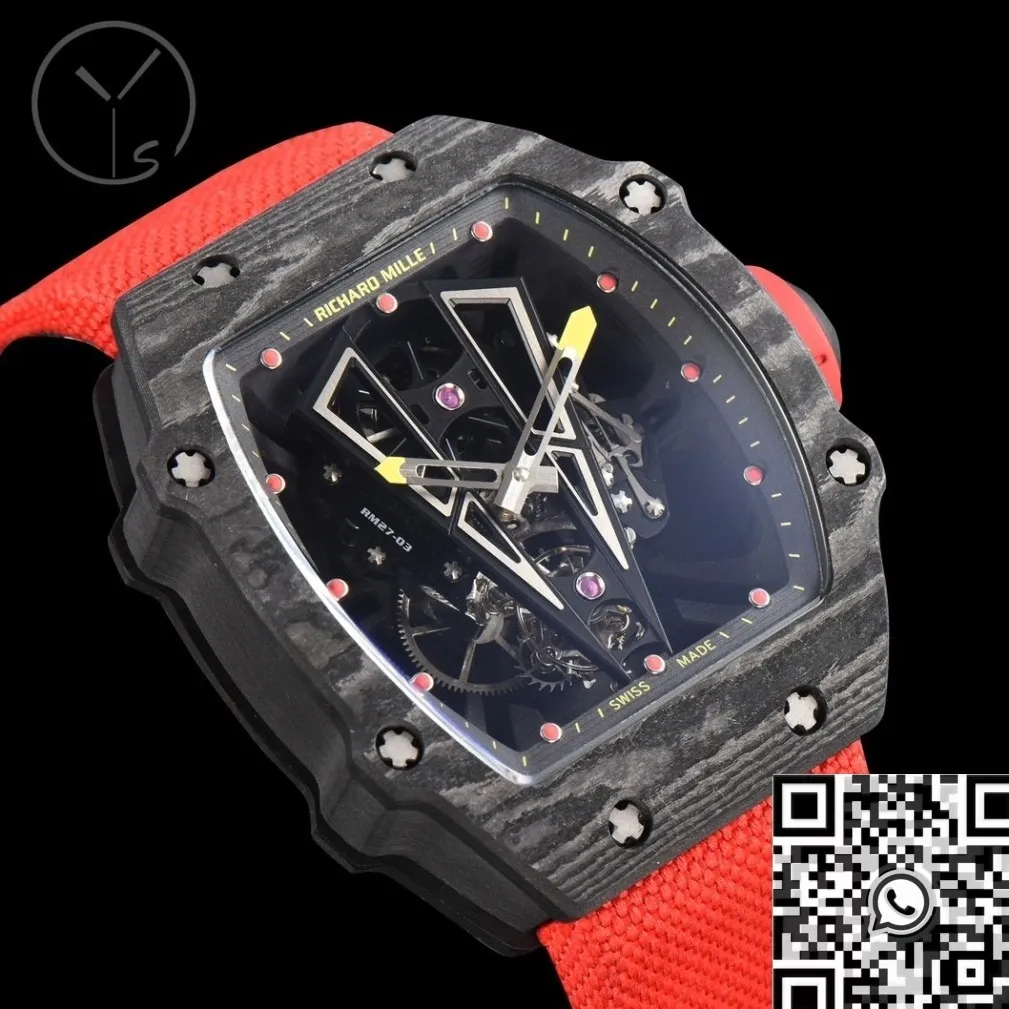 Richard Miller RM27-03 Tourbillon Black Carbon Fiber Watch YS Factory Bold 2881