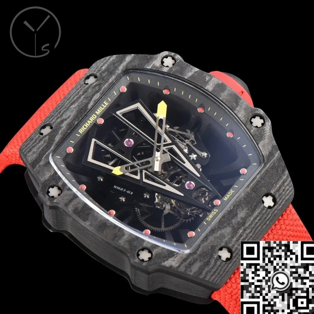 Richard Miller RM27-03 Tourbillon Black Carbon Fiber Watch YS Factory Bold 2881