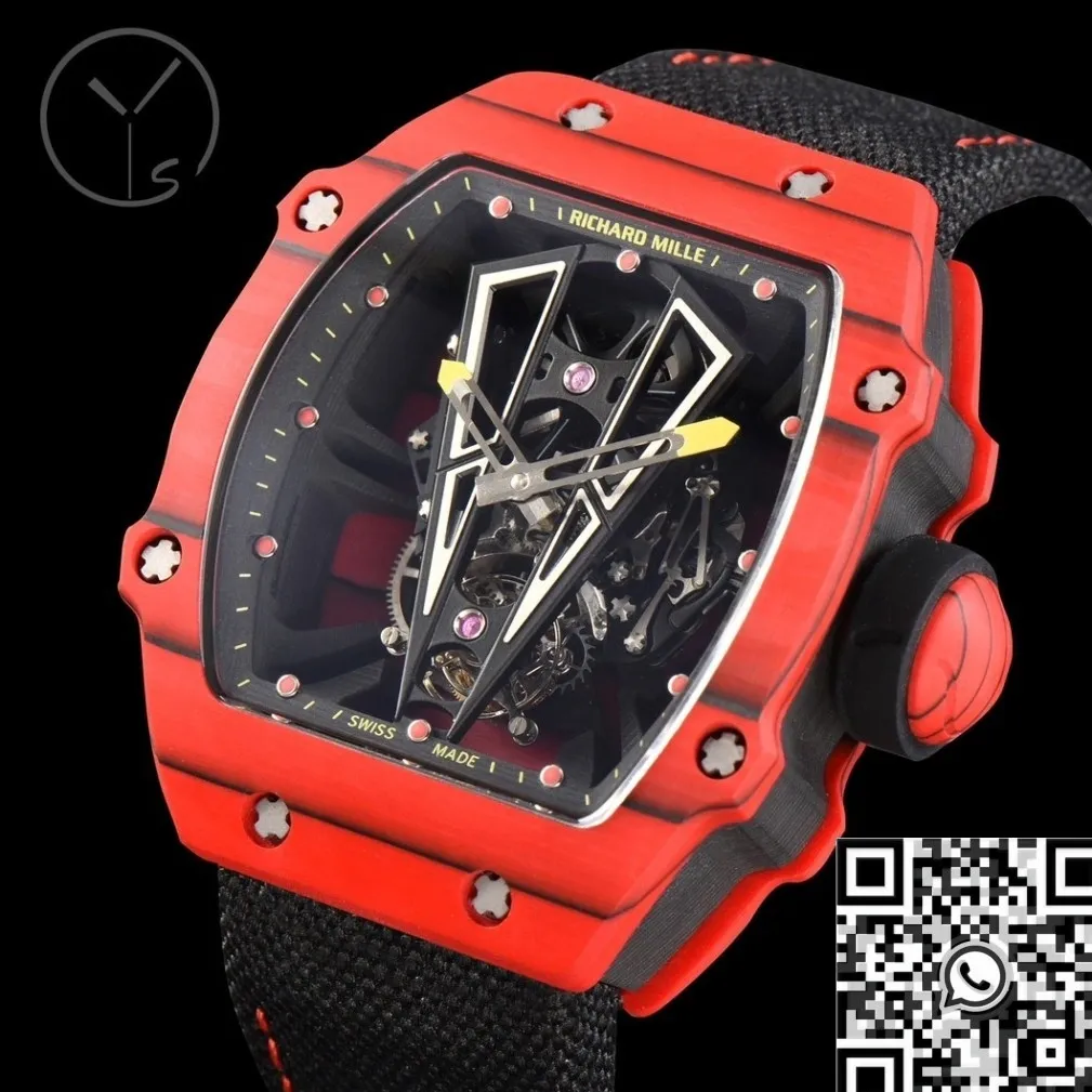 Richard Miller RM27-03 Tourbillon Red Carbon Fiber Watch YS Factory Sleek 2879