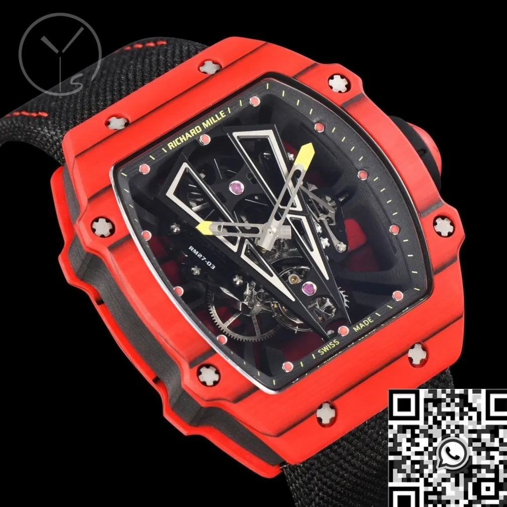 Richard Miller RM27-03 Tourbillon Red Carbon Fiber Watch YS Factory Sleek 2879