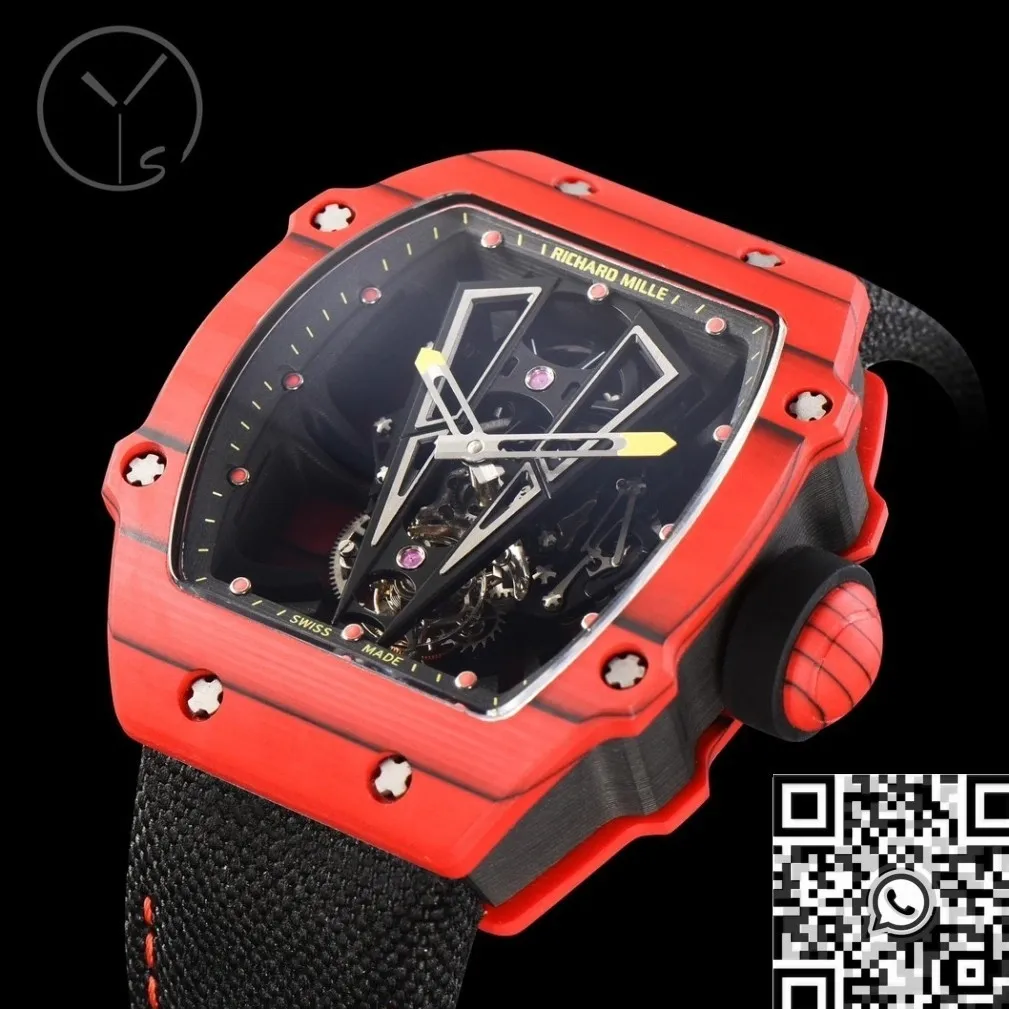 Richard Miller RM27-03 Tourbillon Red Carbon Fiber Watch YS Factory Sleek 2879
