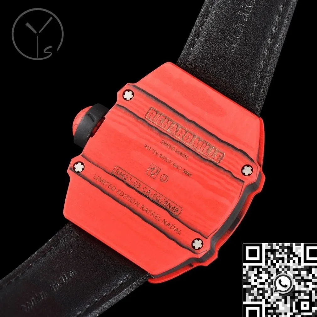 Richard Miller RM27-03 Tourbillon Red Carbon Fiber Watch YS Factory Sleek 2879
