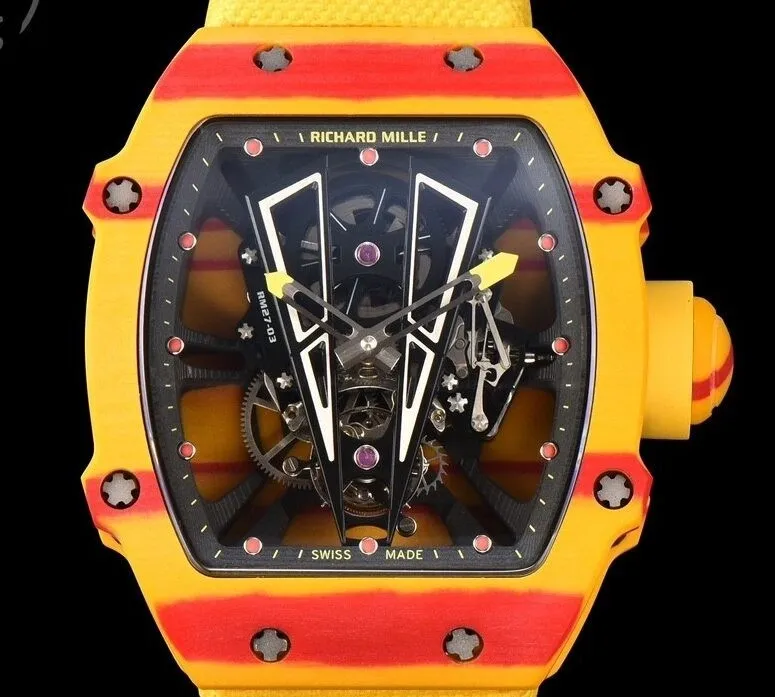 Tailored Richard Miller RM27-03 Tourbillon Yellow Carbon Fiber Watch YS Factory 2882