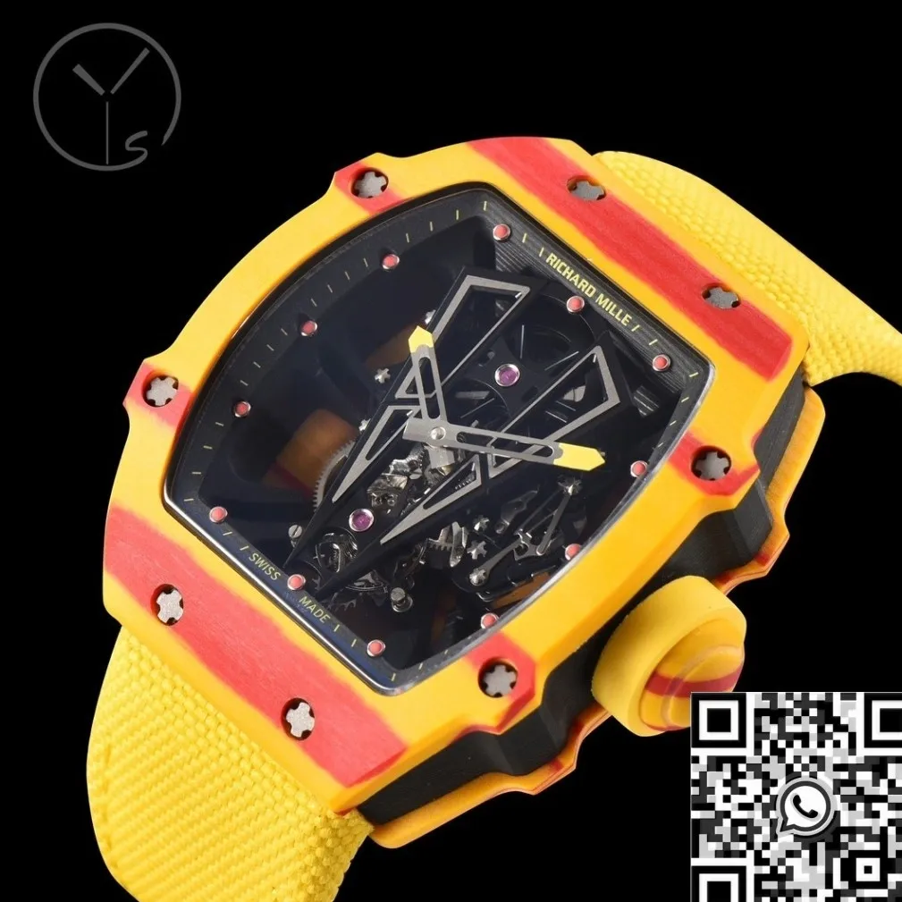 Tailored Richard Miller RM27-03 Tourbillon Yellow Carbon Fiber Watch YS Factory 2882