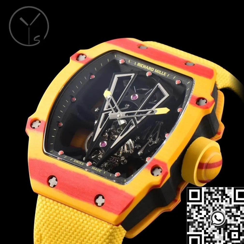 Tailored Richard Miller RM27-03 Tourbillon Yellow Carbon Fiber Watch YS Factory 2882