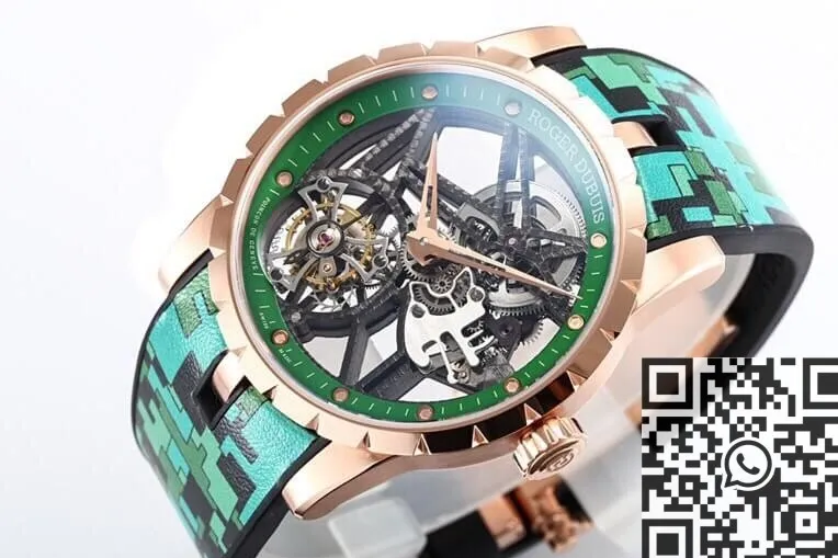 WaterResistant Roger Dubuis Excalibur RDDBEX0393 Green Camouflage Strap Watch BBR Factory 2598