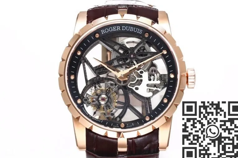 Modern Roger Dubuis Excalibur RDDBEX0393 Rose Gold Case Watch BBR Factory 2605