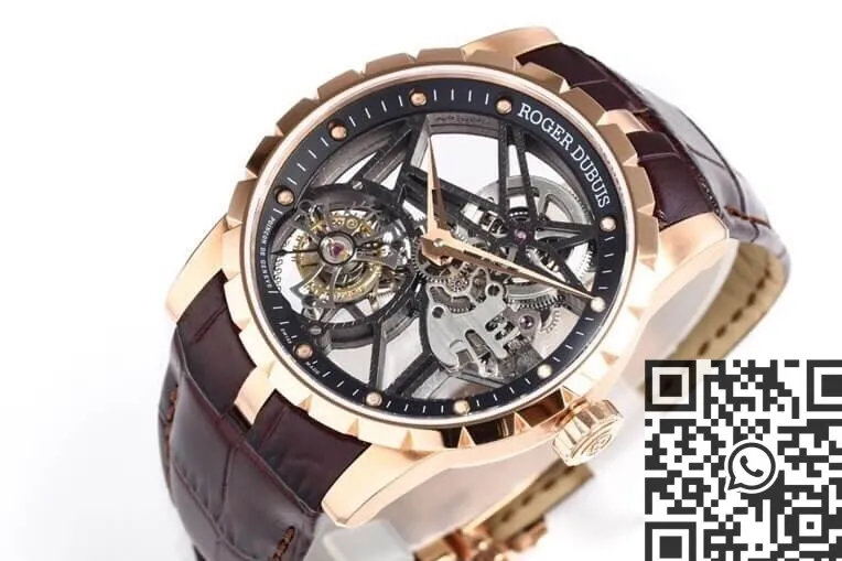 Modern Roger Dubuis Excalibur RDDBEX0393 Rose Gold Case Watch BBR Factory 2605