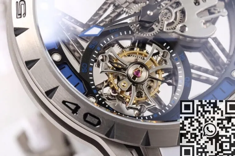 Soft Roger Dubuis Excalibur Spider RDDBEX0479 Tourbillon Blue Dial Watch BBR Factory 2606