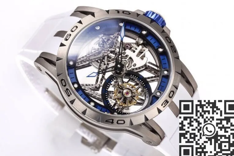 Soft Roger Dubuis Excalibur Spider RDDBEX0479 Tourbillon Blue Dial Watch BBR Factory 2606