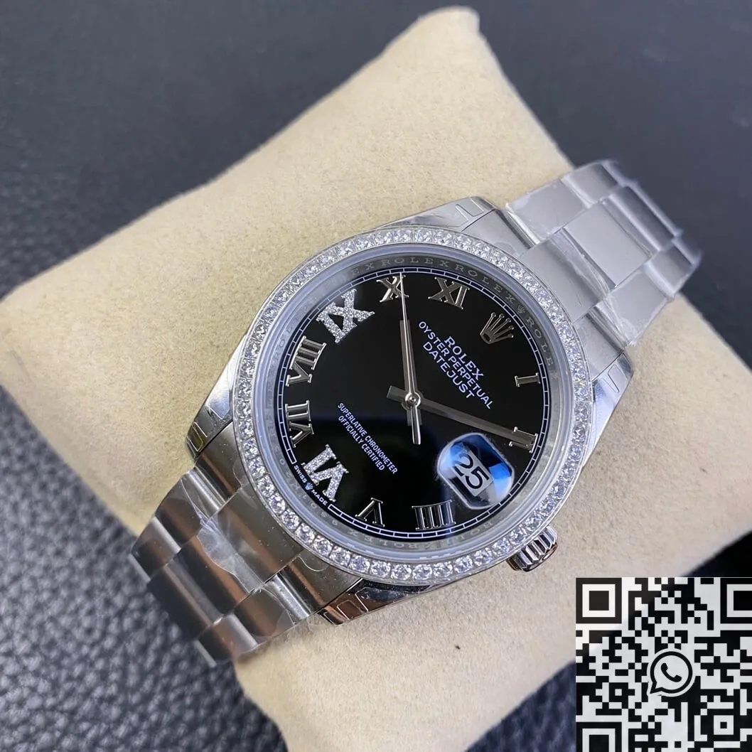 Unique Rolex Datejust M126284RBR Black Dial Size 36mm Watch EW Factory 2750