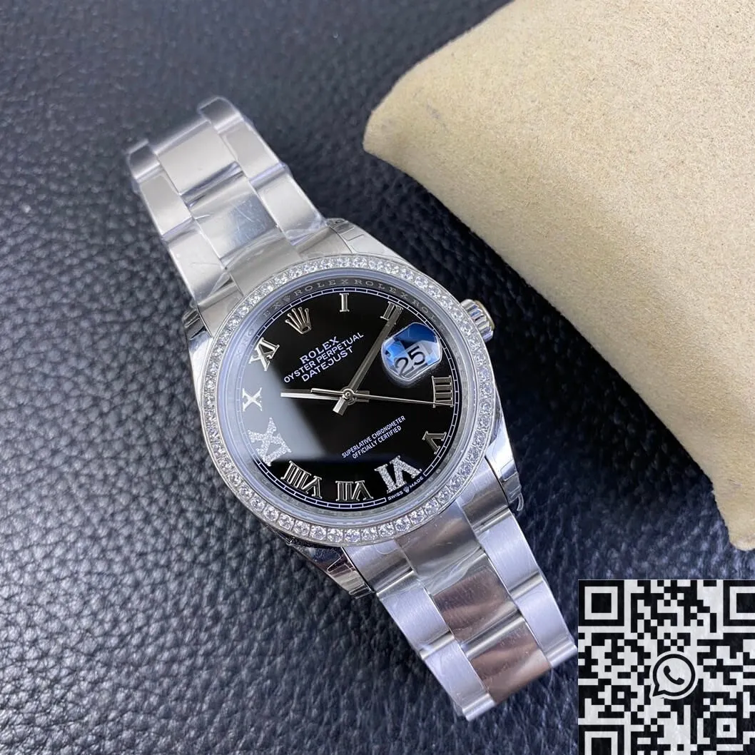 Unique Rolex Datejust M126284RBR Black Dial Size 36mm Watch EW Factory 2750