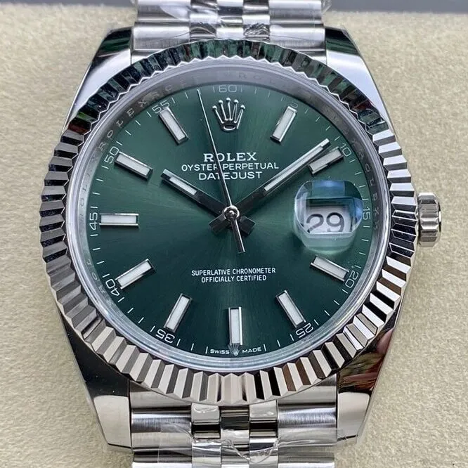 Flexible Rolex Datejust M126334-0028 Mint Green Watch Size 41mm ARF Factory 2136