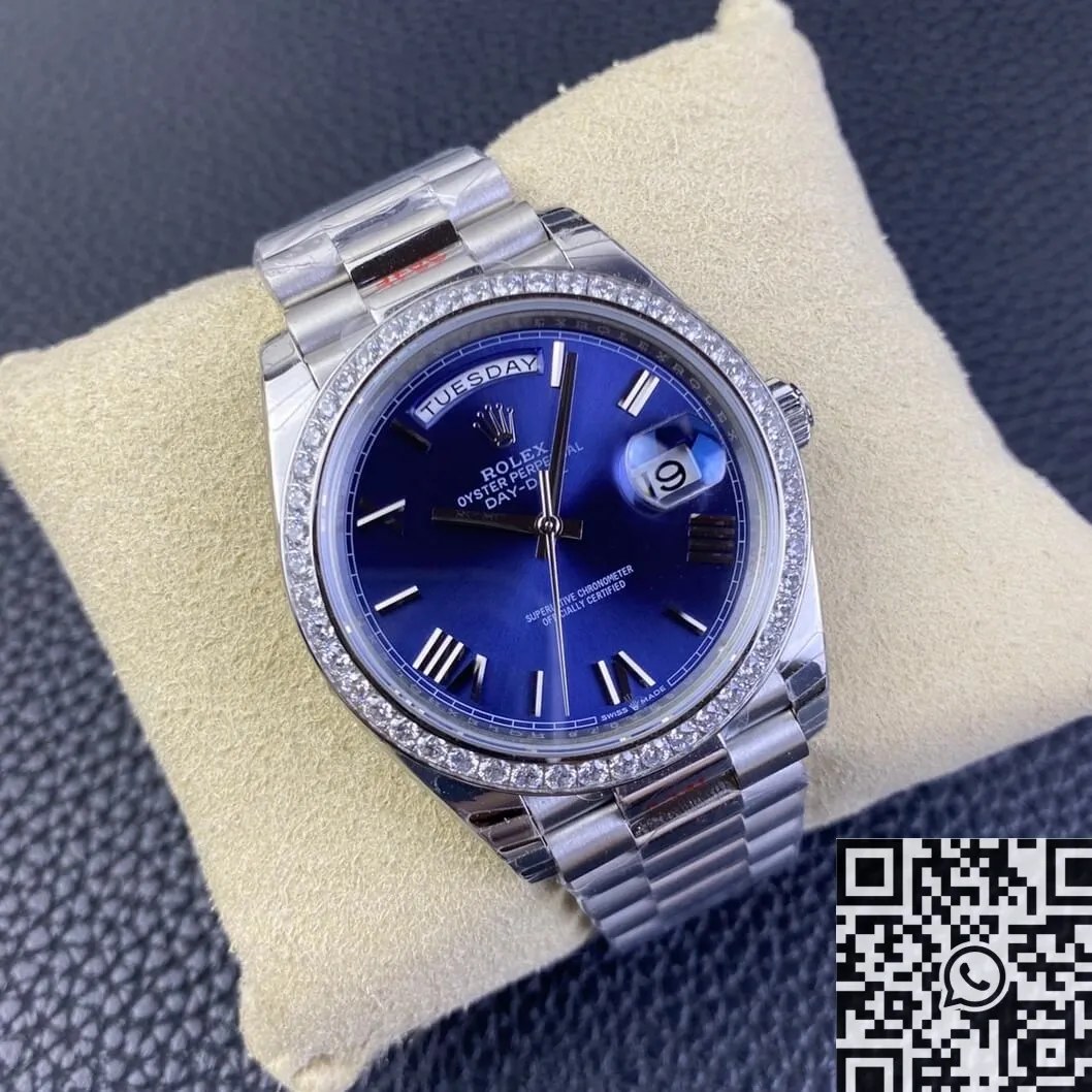 Trendy Rolex Day Date 228349RBR-0005 Blue Dial Diamond Watch Size 40mm EW Factory 2773