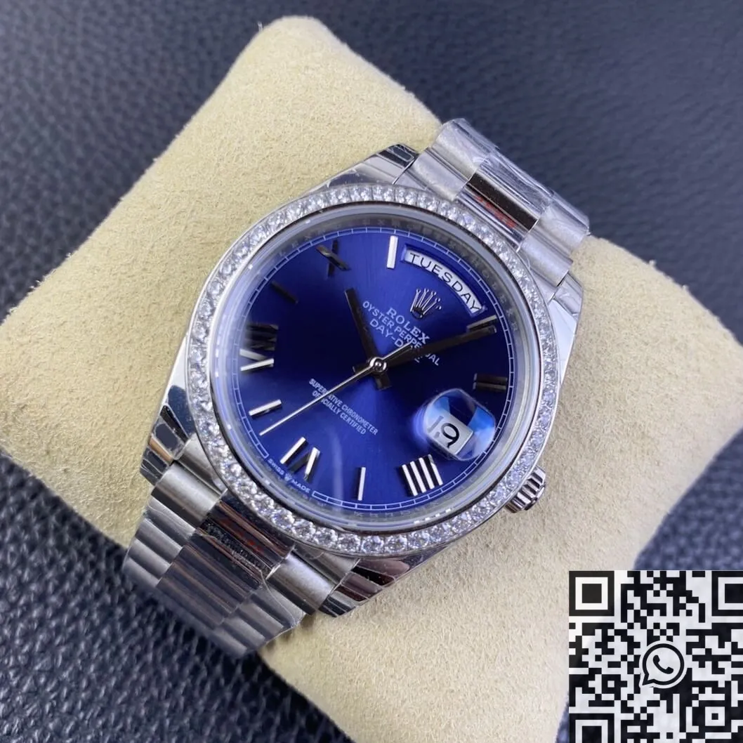 Trendy Rolex Day Date 228349RBR-0005 Blue Dial Diamond Watch Size 40mm EW Factory 2773