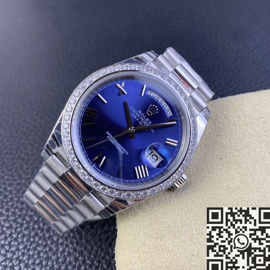 Trendy Rolex Day Date 228349RBR-0005 Blue Dial Diamond Watch Size 40mm EW Factory 2773