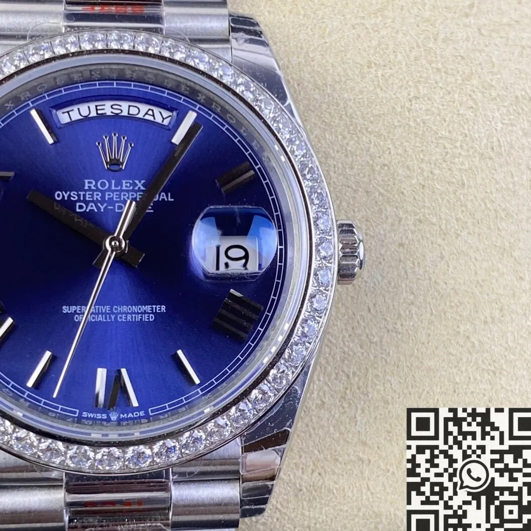 Trendy Rolex Day Date 228349RBR-0005 Blue Dial Diamond Watch Size 40mm EW Factory 2773