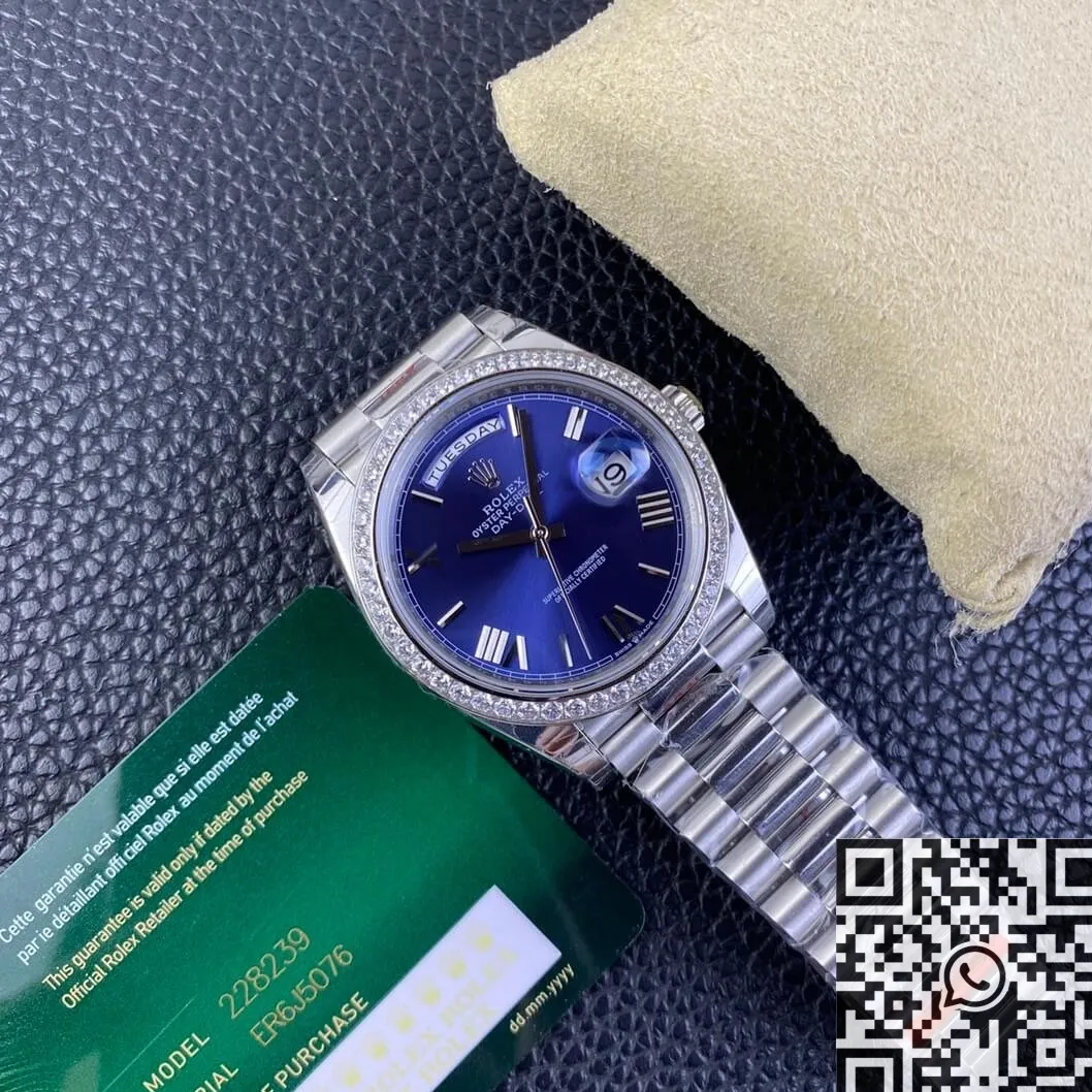 Trendy Rolex Day Date 228349RBR-0005 Blue Dial Diamond Watch Size 40mm EW Factory 2773