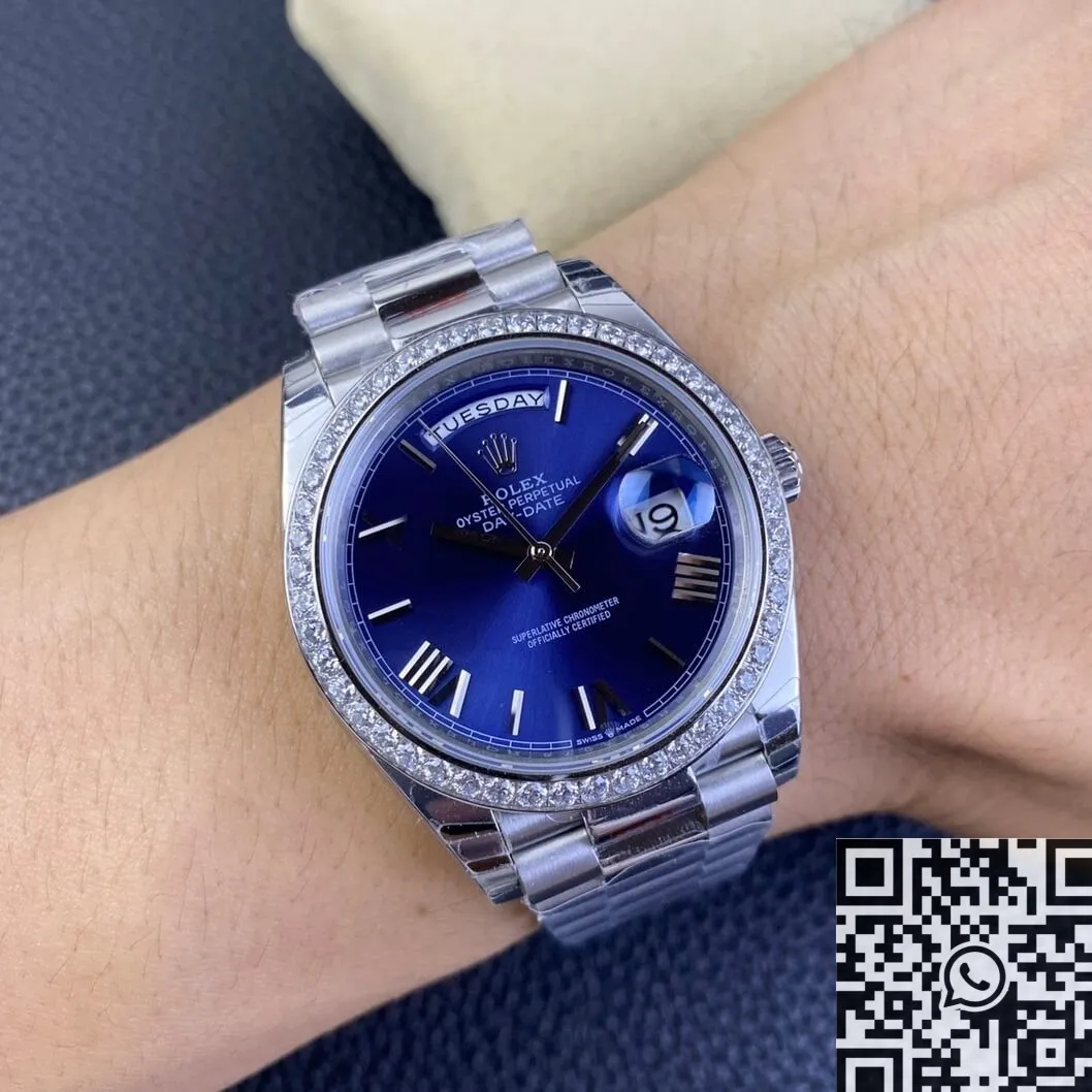 Trendy Rolex Day Date 228349RBR-0005 Blue Dial Diamond Watch Size 40mm EW Factory 2773