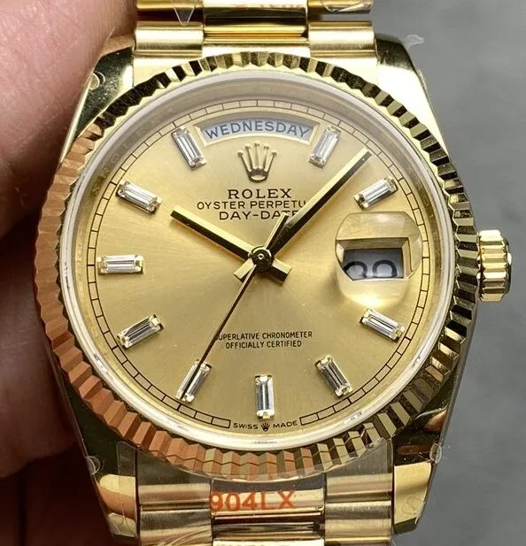 Affordable Rolex Day Date Dial M128238 – 0132 Gold Watch 36mm Q Factory 2707
